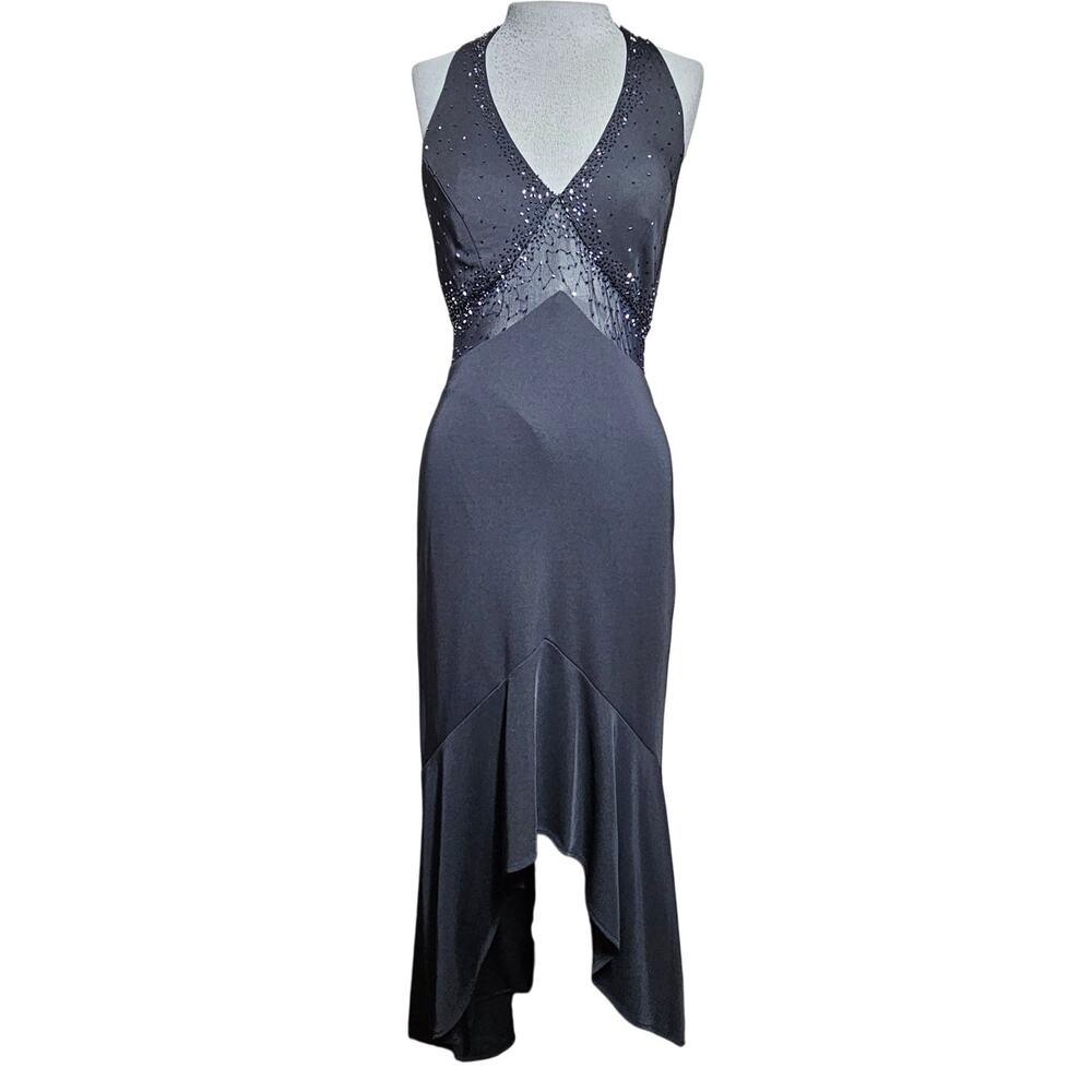 Black Sequin V Neck Dress Size 9
